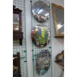 A Venetian style mirror, a convex mirror and one other