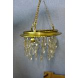 A ceiling light with crystal drops