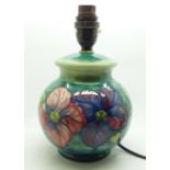 A Moorcroft clematis table lamp base, 15cm