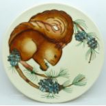 A Moorcroft Limited Edition Year Plate 1995, squirrel design, 300/500, signed and dated 4.11.95,