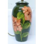 A Moorcroft hibiscus table lamp base, 25.5cm