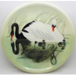 A Moorcroft Limited Edition swan plate, 9/350, 26cm