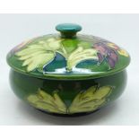 A Moorcroft Columbine lidded pot, diameter of lid 11.5cm