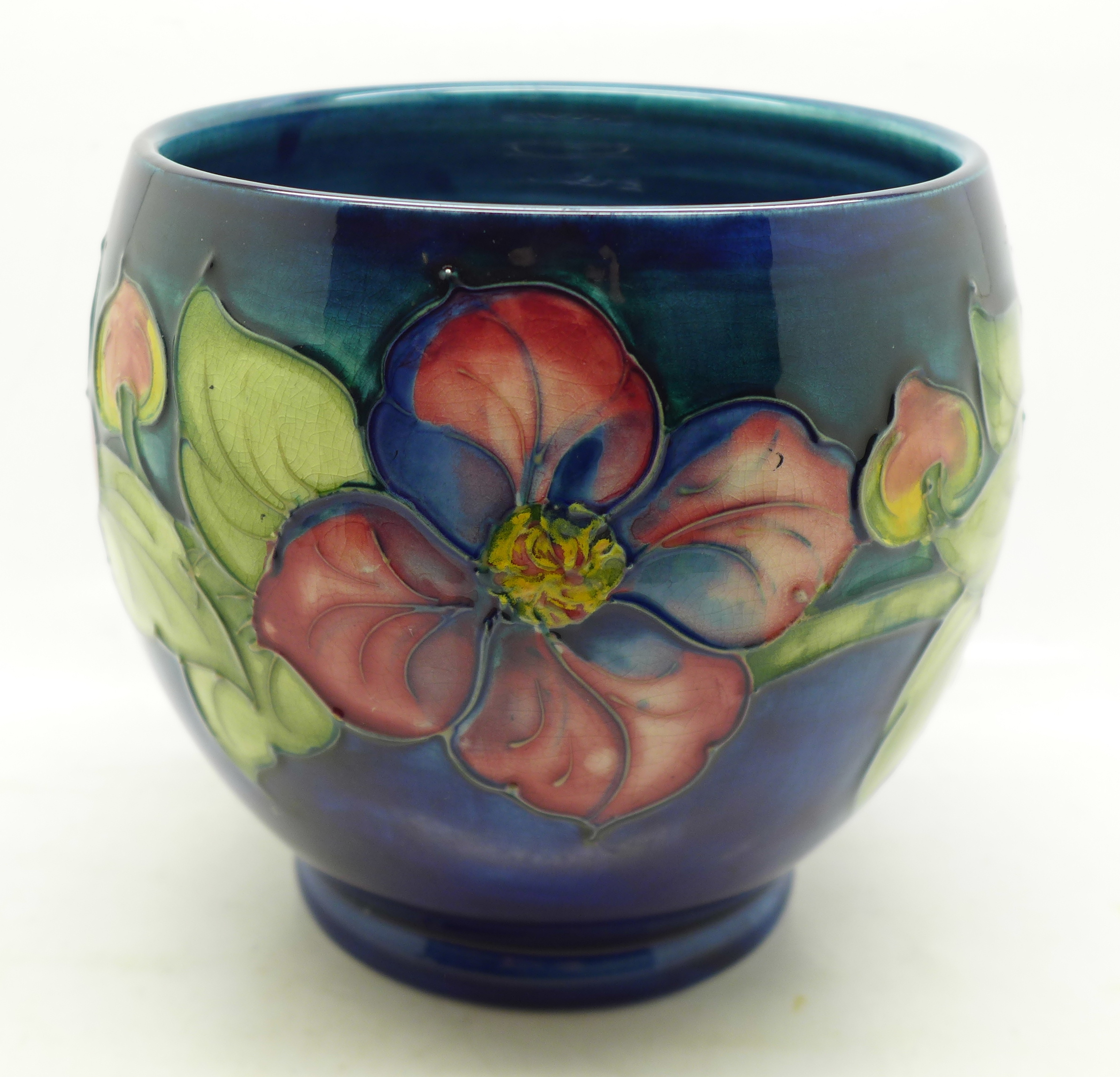 A Moorcroft clematis vase, crazed, 13cm