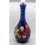 A Moorcroft hibiscus table lamp base, 27cm