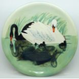 A Moorcroft Limited Edition Swan design plate, 153/350, 257mm