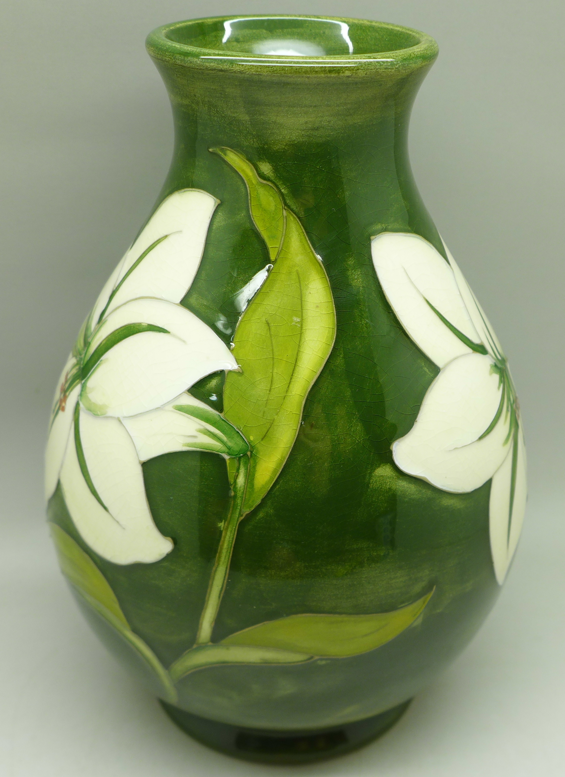 A Moorcroft Bermuda Lily vase, signed, 18.5cm - Image 3 of 6