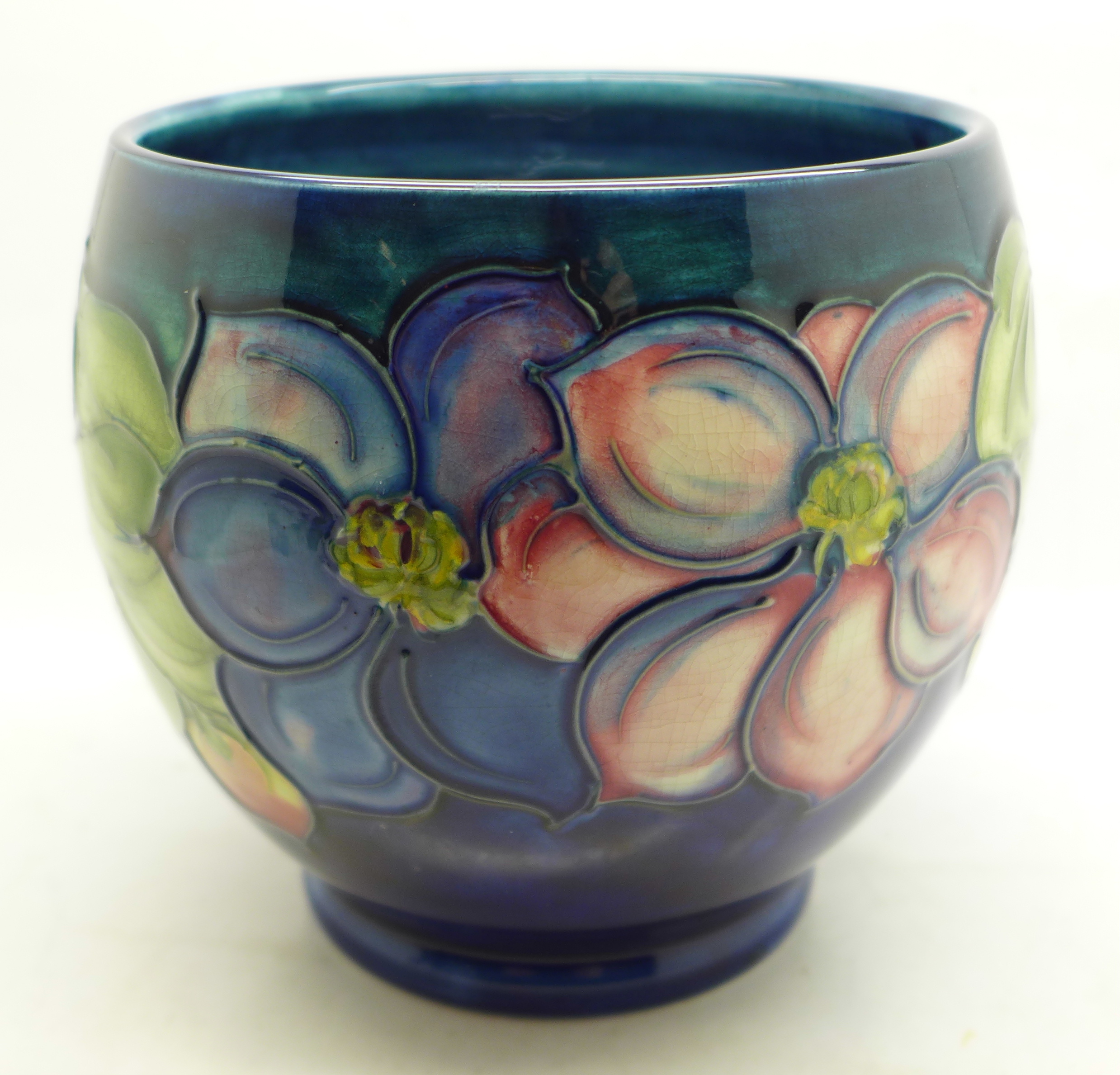 A Moorcroft clematis vase, crazed, 13cm - Image 2 of 7