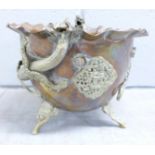 An oriental dragon brass and copper planter/bowl