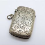 A silver vesta case, Birmingham 1902