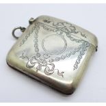 A silver vesta case, Chester 1920, 49g, 53mm