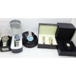 Wristwatches including diamond set Amadeus, Accurist and Claude Valentini, boxed