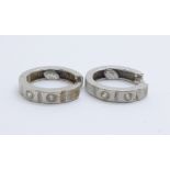 A pair of 14ct white gold earrings, marked 585, 2.4g