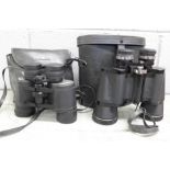 Two pairs of binoculars, Prinzlux 10x50 and Minolta 8x40, cased