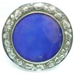 A hallmarked silver Art Nouveau style circular silver photograph frame, 12cm