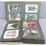 Two albums of Edwardian and later postcards (380+ cards)