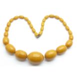 A set of butterscotch amber beads, 46.3g, largest bead 28mm