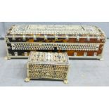 Two Anglo/Indian vintage ivory and tortoiseshell veneer boxes, smaller box lacking one foot