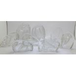 Nine Wedgwood crystal glass bird paperweights