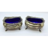 A pair of silver salts, Mappin & Webb, with liners, 59g