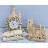 A box of Lilliput Lane cottages and The Water Mill Clock, clock a/f(14)