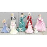 Four Francesca bone china figures, Glencora, Lavinia, Euginie and Lara, three Coalport figures and a