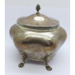 A silver sugar basin with hinged lid, Birmingham 1902, 205g