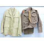 A Sherwood Foresters battledress uniform, size no. 5, 1946 and a 1940's WWII British RAF Tropical