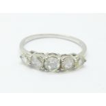 A 9ct gold, rose cut five stone diamond ring, approximately one carat diamond weight, 2.1g, S