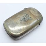 A Victorian silver vesta case, Birmingham 1898, with monogram, 29g