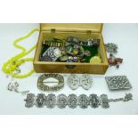 A box of jewellery, etc.