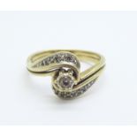 A 9ct gold and diamond ring, 3.6g, P