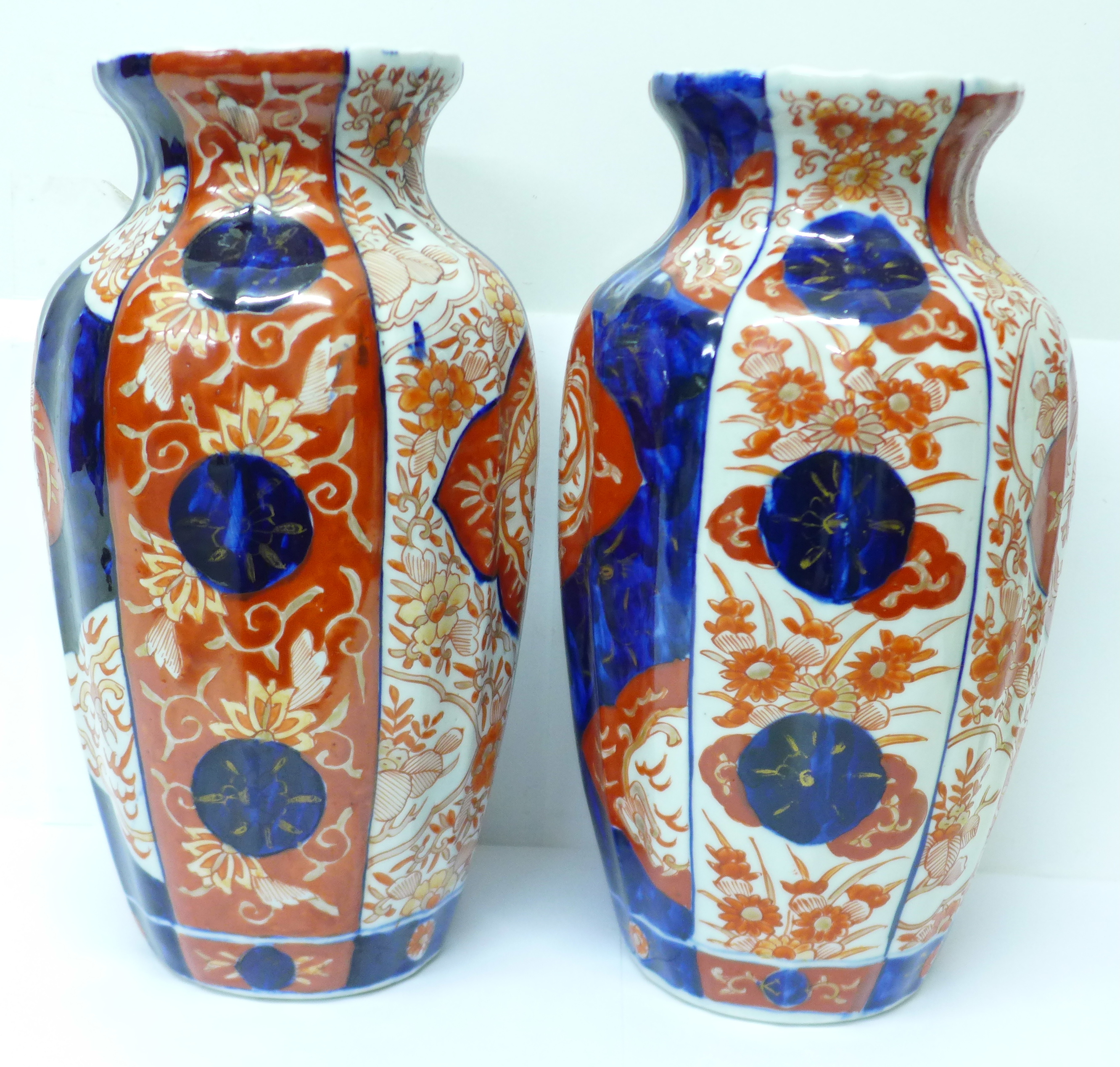 A pair of Imari vases, 30cm