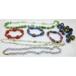 A collection of Murano necklaces and beads