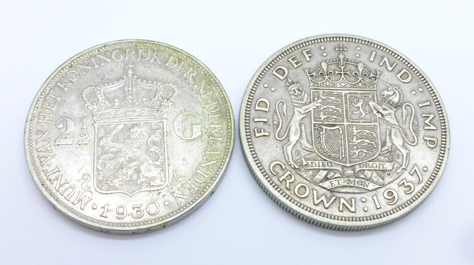 A 1937 George VI Coronation crown and Netherlands 1930 2½ guilder