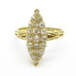 An 18ct gold and diamond ring, London 1908, 3.5g, L, top 6mm x 18mm