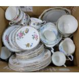 A box of assorted teawares, Grafton China, Aynsley, Crown Royal, Czechoslovakia, etc. **PLEASE