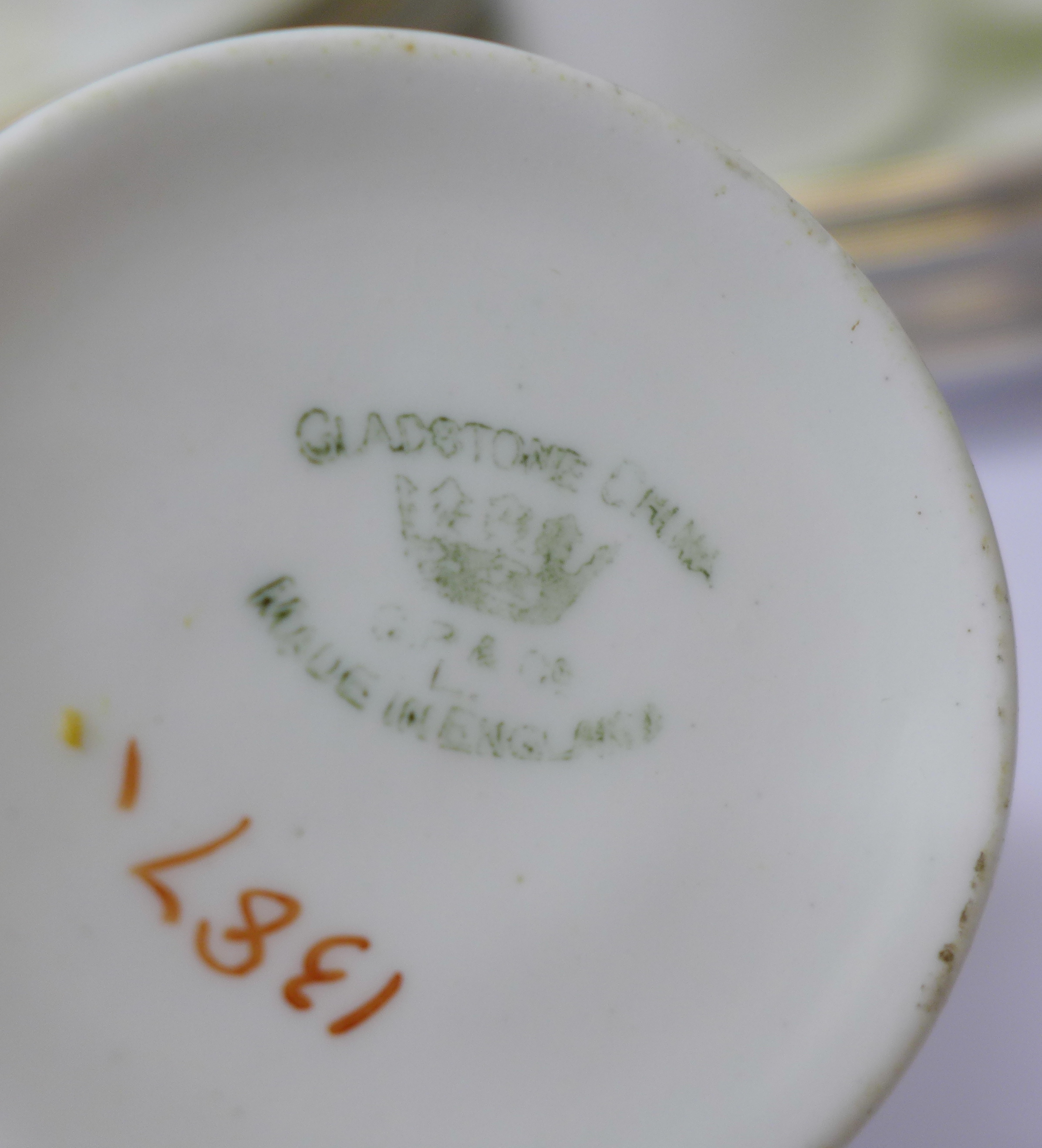 Gladstone china tea ware, two cups cracked, other small chips - Image 2 of 3