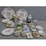 Decorative china; a Hammersley lidded pot and other Hammersley, Aynsley Cottage Garden, Limoges,