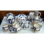 A Collection of Old Derby Imari wares, teapots, jugs, cheese dome, etc., some a/f **PLEASE NOTE THIS