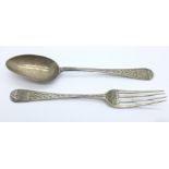 A silver christening spoon and fork, Birmingham 1900, 44g