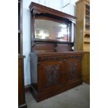 A late Victorian walnut mirrorback sideboard, 195cms h, 136cms w, 48cms d