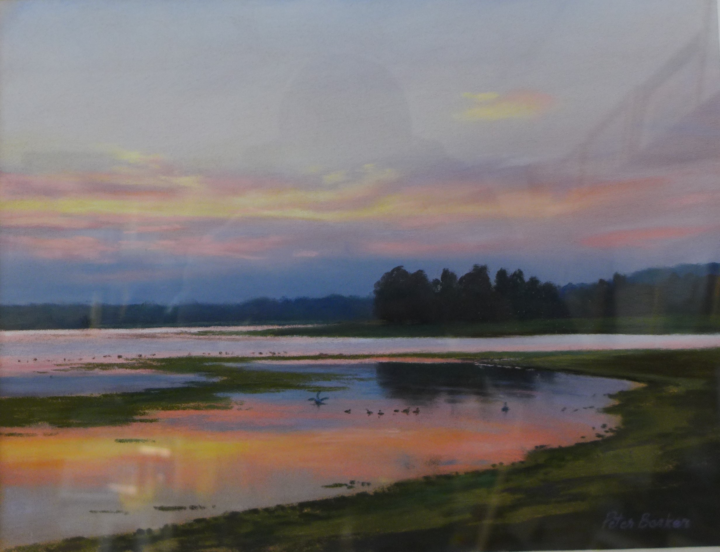 Peter Barker, (b.1954), Sunset At Barnsdale, pastel, 24cms x 31cms, framed