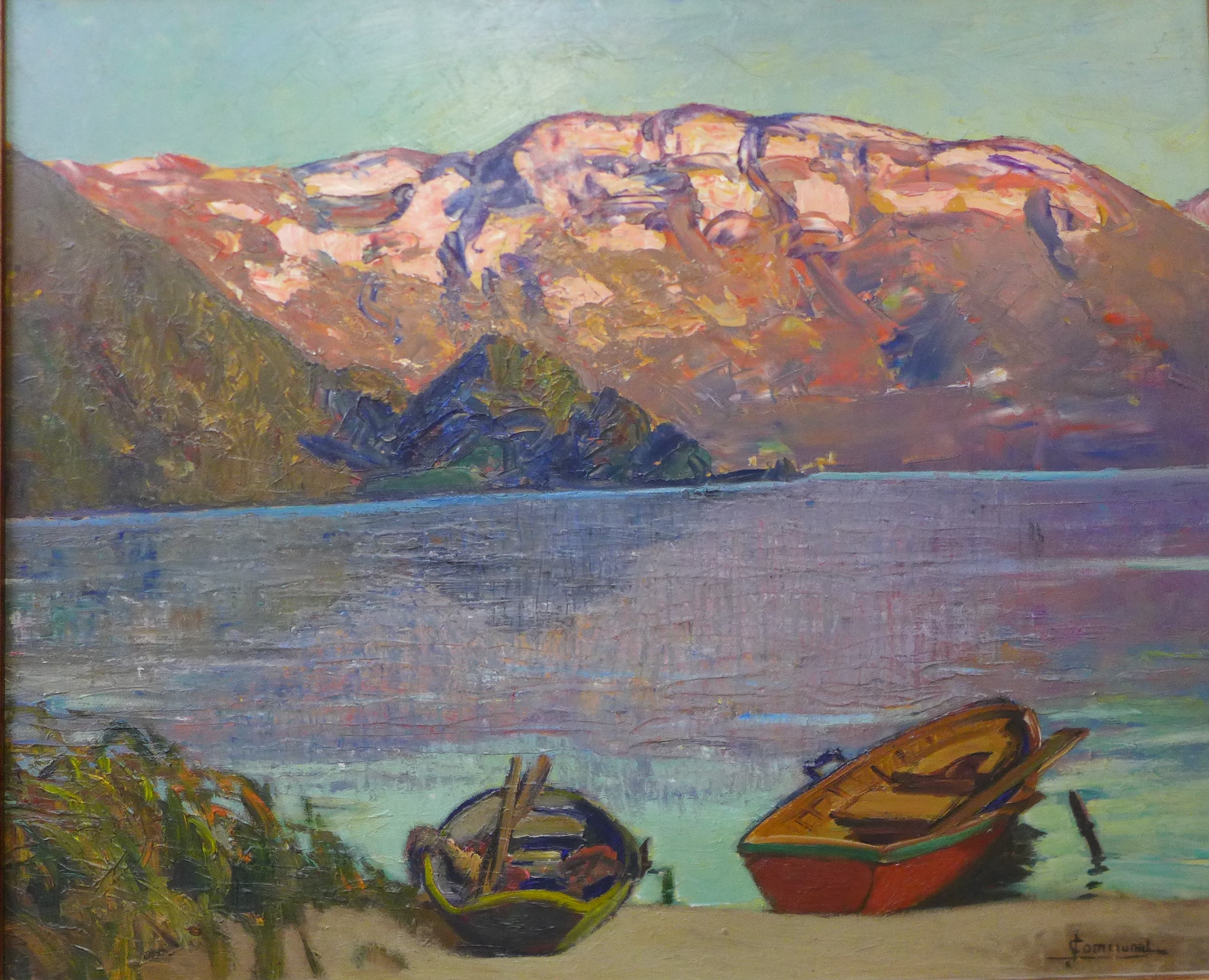 Joseph Victor Communal (French 1876-1962), au lac d'aiguebelette, oil on board, 48 x 59 cms, framed