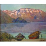 Joseph Victor Communal (French 1876-1962), au lac d'aiguebelette, oil on board, 48 x 59 cms, framed
