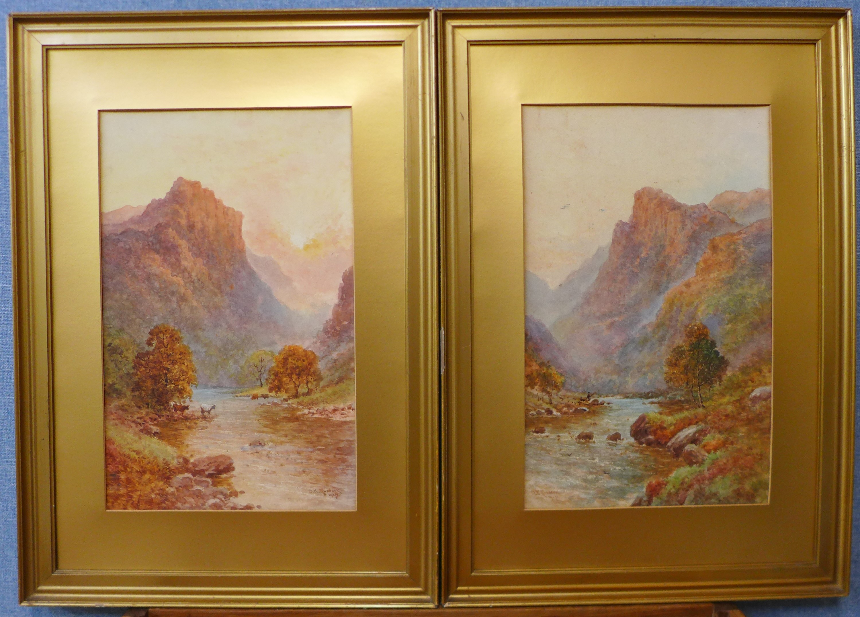 D.K. Ruddock, pair of landscapes, River Lledr, North Wales, watercolour, dated 1927, 46 x 29cms, - Image 3 of 6