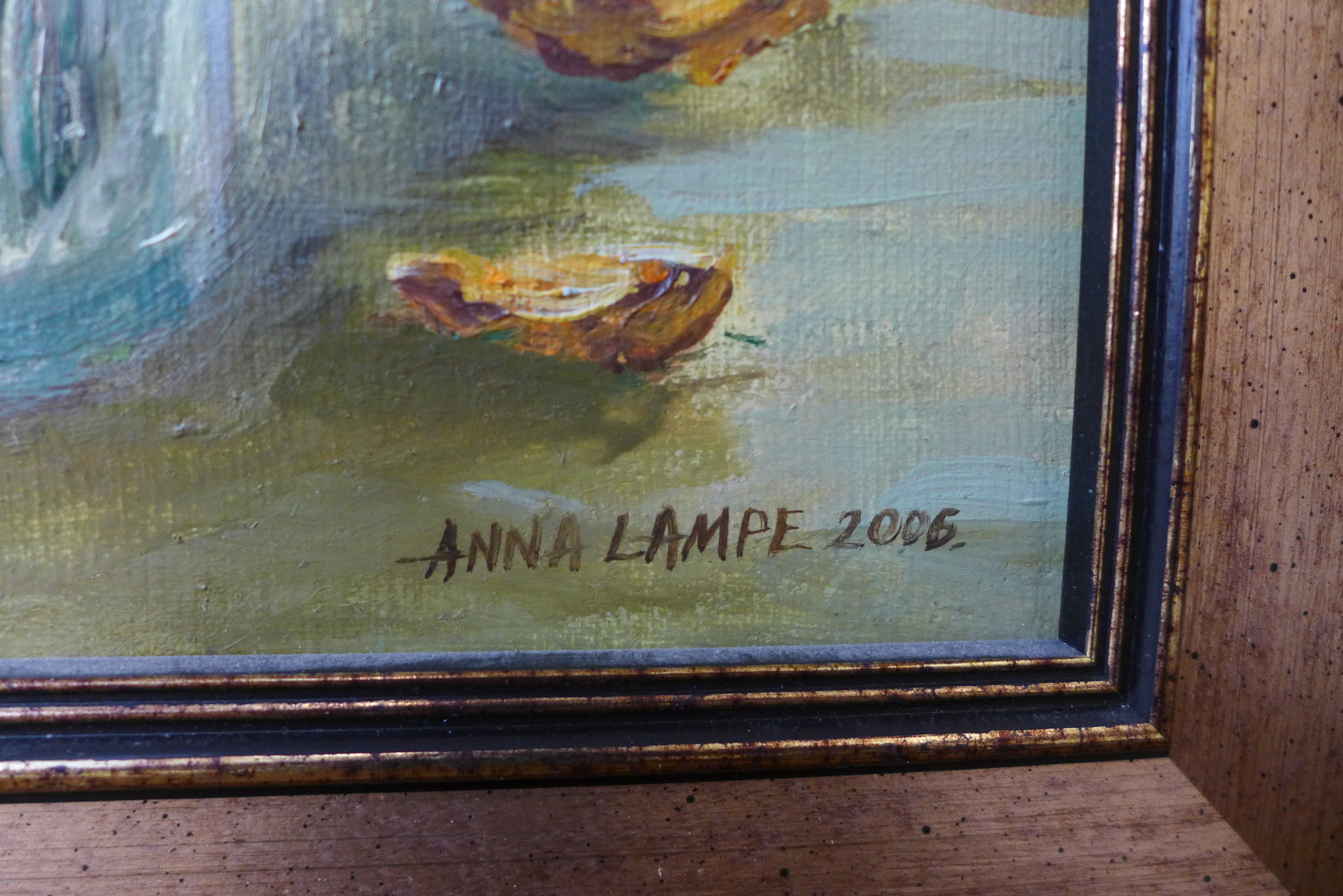 Anna Lampe (Polish), still life of flowers in a vase, oil on canvas, 38cms x 29cms, framed - Image 3 of 3