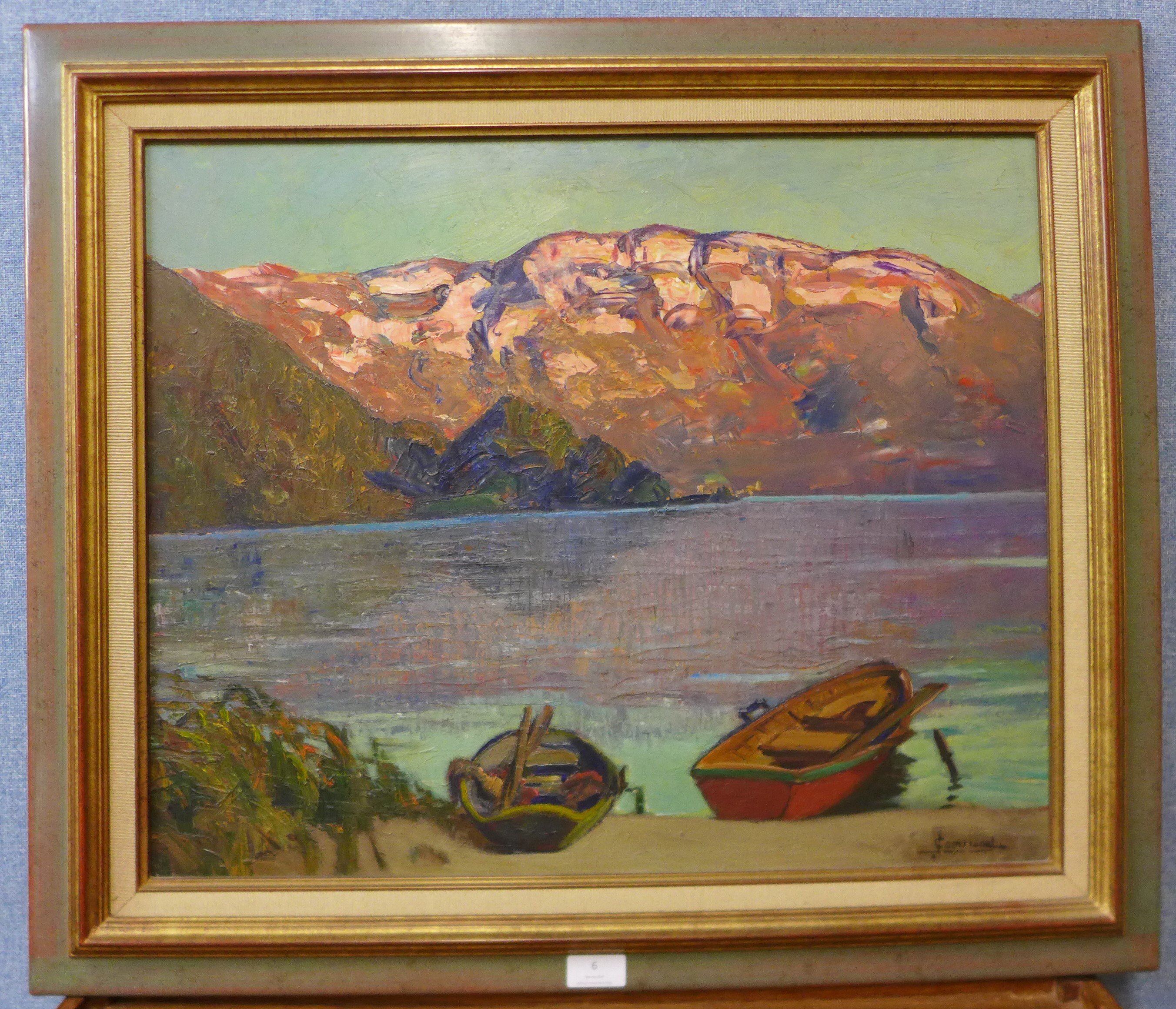 Joseph Victor Communal (French 1876-1962), au lac d'aiguebelette, oil on board, 48 x 59 cms, framed - Image 2 of 5