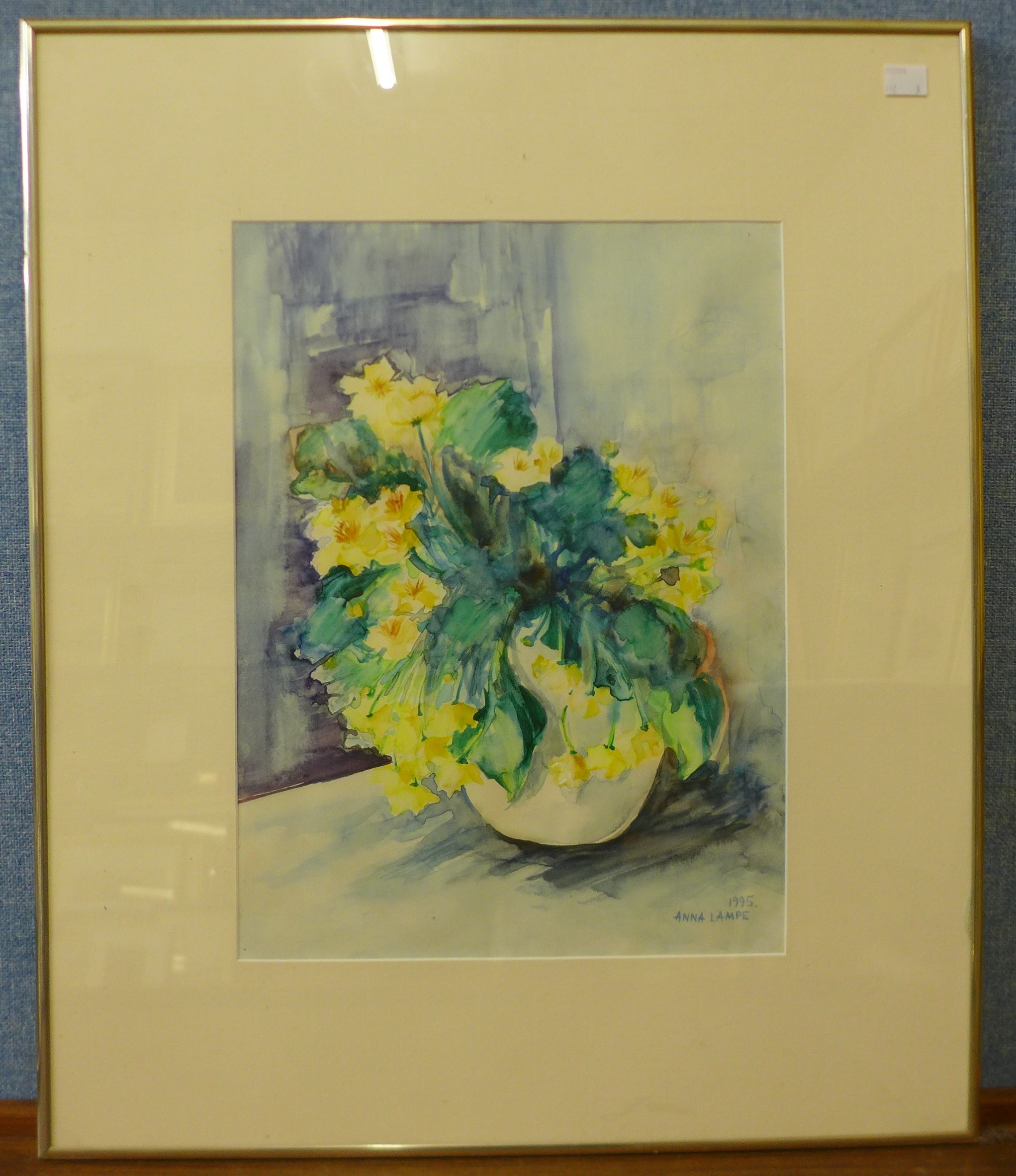 Anna Lampe, three still lifes, two oils on canvas, 50 x 40cms and 17 x 12cms and a watercolour, 39 x - Image 4 of 4