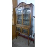 An Edward VII inlaid mahogany display cabinet, 203cms h, 92cms w, 39cms d